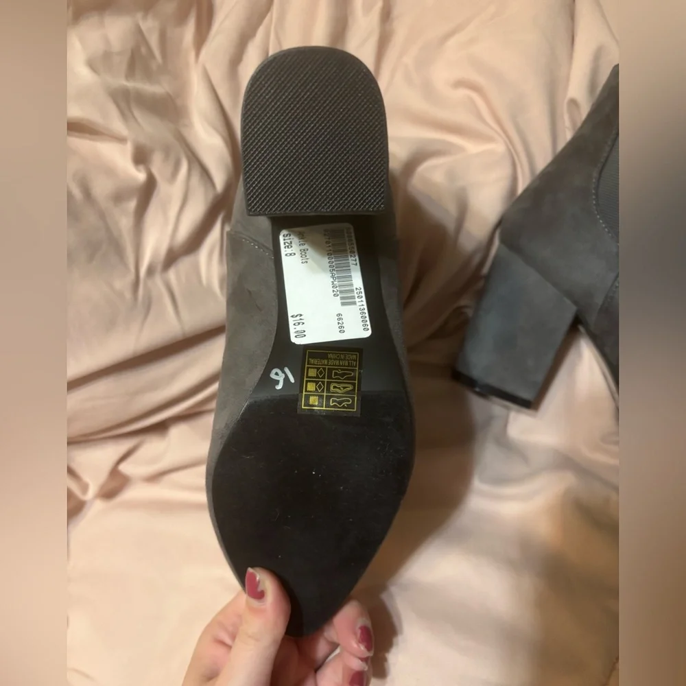 Grey suede heel booties - Picture 3 of 5